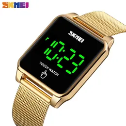 Skmei Led Touch Watch Men Curved Mirro Design Wristwatch Mens Waterproof Stainless Steel Hour Fashion Digital Reloj Hombre 1532 Q0524