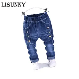 Bahar Moda Erkek Kot Bebek Rahat Renk Toka Pantolon Çocuk Esneklik Jean Boy Pantolon Sonbahar Çocuk Denim 1-6Y 211102