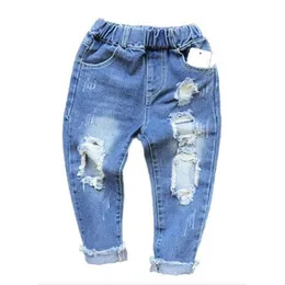 Dzieci Złamane dziury Pants1-6yrs Odzież Nowe Baby Boys Girls Spodnie Marka Spodnie Moda Dżinsy 210331