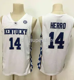 Tyler Herro #14 Kentucky Wildcats لكرة السلة جيرسي مخصصة أبيض مخصصة للنساء شباب كرة السلة Jersey XS-6XL