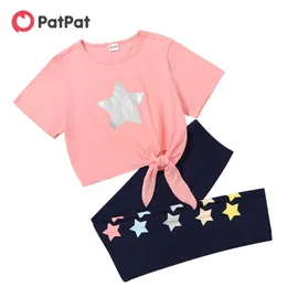 Chegada 2 pcs toddler girl shorts terno doce algodão sling sets 210528