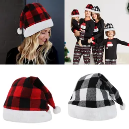 1 st jul hatt röd svart plaid bomull hattar god jul dekorationer för hemgåva nyår prydnad natal gåvor.
