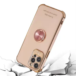 For iPhone11Pro cell phone Cases Luxury Plating Silicone Magnetic Ring Cover iPhone 12 mini 11promax with stand 13 pro max case