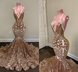 2022 Sexy Długa Syrenka Evening Pageant Sukienki Halter Bez Rękawów Złote Suknie Party Afryki Backless Party Suknie Vestido Longo Dourado