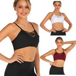 Gym Clothing Women Sports Bra Top Brand Bandage Strap Shoulder Letter Solid Sport Running Fitness Yoga Vest Tank F3