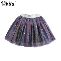 Vikita Bebek Çocuk Kız Prenses Tutu Etekler Yıldız Glitter Sequins Parti Dans Bale Etekler Çocuk Casual Giyim Tül Etek 210331