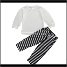 Set Neonato, Maternità Abbigliamento estivo Neonato Bambini Neonate 1-6T 2 pezzi Set di vestiti Prospettiva Manica Proteggi sole Top Camicia Pantaloni a righe