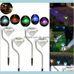 Decorations Patio Home Solar Power Garden Lights Diamond Shape Waterproof Landscape Pathway Night Lamps Lawn Light Ljjk1531 Drop Deliv