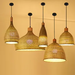 Arturest Bamboo Pendant Lampor för vardagsrum Restaurang Kök Kandlärare Inomhus Retro Konst Dekoration Lantern