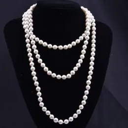 2021 Mode Personlighet Retro Glas Imitation Pearl Necklace Kvinnor Enkel Knotting Multi-Layer Lång Stil En mängd olika färger att välja mellan