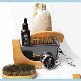 & Styling Tools Hair Productshair Brushes Care Suit Oil Moustache Wax L-Shaped Pear Wood Comb Mens Tool Oemodm Drop Delivery 2021 2Dmoc