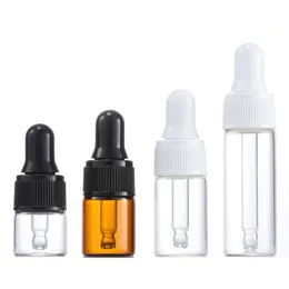 Mini frascos de amostra clear âmbar garrafa de gotas de vidro 3ml para óleo essencial