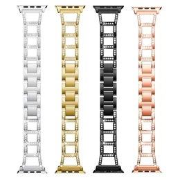 För Apple Watch Band Strap 40mm 44mm 38mm 42mm Kvinnor Diamant Watchband Series54 3 2 1 Iwatch Armband Rostfritt stålband