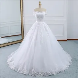 Vestido De Noiva Abiti da sposa con spalle scoperte Abiti da sposa con lacci sul retro Abiti da sposa