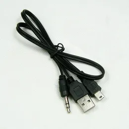 Mini 5pin 5P Male till USB2.0 + 3.5mm AUX Connector Laddning Laddning Ljudkabel för MP3 MP4 Bluetooth-högtalare