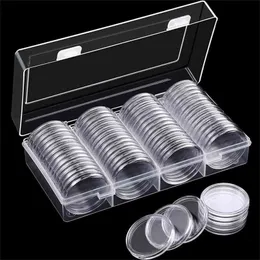 60Pcs Clear Collection Coin Capsules 41mm Transparent Eagle Protector Case Storage Box Round Holders Containers 210922