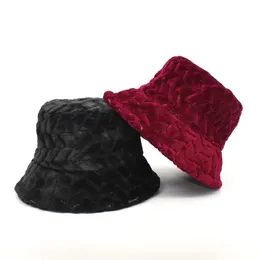 2021 Ny koreansk sammet fiskare hatt vinter faux päls vit svart hink hatt för kvinnor tjejer panama fiske cap bob chapeau