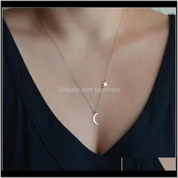 Necklaces & Pendants Jewelry Drop Delivery 2021 Moon Pendant Side Star Sier Or Gold Color Choose With Plated Metal Chain Simple Necklace Jfcu