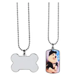 Sublimation Blank Pendant Necklace Heat Transfer Pet Dog Tag DIY Creative Pets Supplies