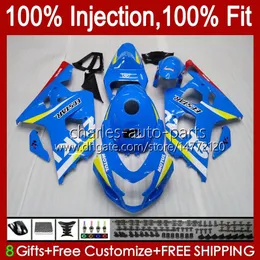 Kroppssprutningsform för Suzuki GSXR-750 GSXR 750cc 600cc 750 600 CC 2004 2005 43NO.91 GSXR600 GSXR750 K4 04 05 GSXR-600 GSX-R750 2004-2005 OEM Fairing Kit Blue Factory