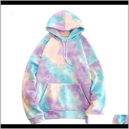 Męska odzież odzież Drop Dostawa 2021 Bluzy Mężczyźni Kangur Kieszonkowy Tie Dye Pullover Hoodie Winter Moda Styl Oversized Bluzy Str