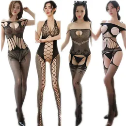 Sexy lingerie hot porno women intimate sexy costumes erotic lingerie costumes black open crotch tights teddy nightgown hot toy