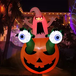 Anpassad Partihandel Fabrikspris Jätte Utomhus Halloween Party Decoration Uppblåsbara Pumpa Vit Ghost med LED-ljus
