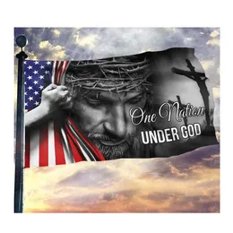 One Nation Under God America 3x5ft Flaggen für den Außenbereich und den Innenbereich, Banner aus 100D-Polyester, hochwertige, lebendige Farbe mit zwei Messingösen