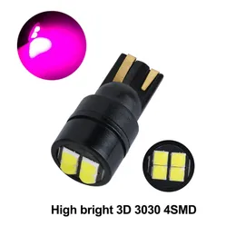 50ピースの高輝紫製T10 3030 4SMD LEDウェッジ車の電球194 168 2825クリアランスランプライセンスプレートライト12V