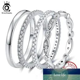 ORSA JEWELS 100% solido argento sterling 925 anelli da donna completamente pavimentato zirconi eternità anello nuziale gioielli di moda per donna SR70 prezzo di fabbrica design esperto qualità