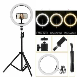 Mobiltelefonfotografi Tillbehör 10 "LED-ringljus Fotografisk Selfiebelysning med stativ för smartphone YouTube TikTok Makeup