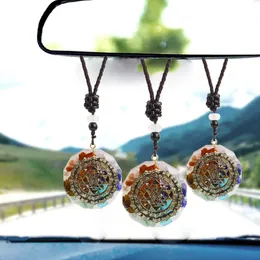 1PCS Handmade Car Pendant Natural Gemstone Necklace Chakra Crystal Charm Auto Ornaments Interior Styling Decoration Men Women