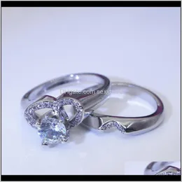 Zespół pierścionki Drop Delivery 2021 Para kreatywnych symulacji w kształcie serca diament kobiet europejskiej i amerykańskiej mody para Engage