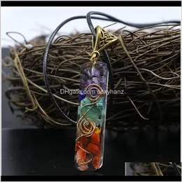 Rock Quartz retro reiki leczenie kolorowe chipsy kamienna naturalna czakra orgone energetyczne wisid Naszyjnik wahadło Amulet Orgonite Kryształ Qy 9pbge