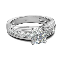 RedWood Famous Brand 1ct Ring For Women Solid 925 Sterling Silver 18K White Gold Plated Diamond Rings Wedding Jewelry 211217