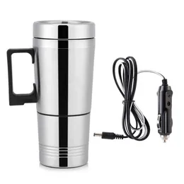 Car Heating Cup 12/24V Water Heater Kettle Electric Kettle Coffee Tea Boiling Heated Mug Water Heater Travel kettle For Car 210907