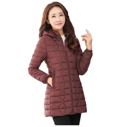 Mom parka coat women XL-6XL plus size black wine red army green jacket autumn winter hooded fashion warmth clothing LR543 210531