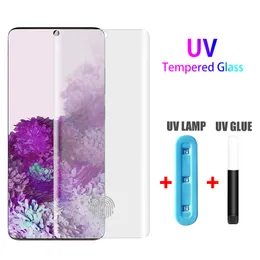 3D zakrzywiony nano -ciekłak pełny pokrywy Ekran klej szklany z światłem UV dla Samsung S23 S24 Ultra S22 S21 Fe S20 S10 S9 S8 Plus Note 10 20 Huawei P50 P40 P30 Pro Pro