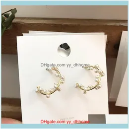 Juvelryjapan korea mode simulerade pärlcirkel kvinnlig guldfärg c form båg örhängen för kvinnliga flickor aessorier hie droppleverans 2021