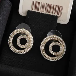 Fashion gold Round hoop stud earrings for lady Women Party Wedding Lovers gift engagement Jewelry for Bride with box