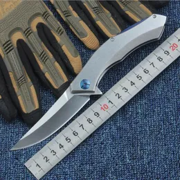 1 sztuk Najwyższej Jakości Flipper Składany Nóż D2 Satin Drop Point Blade CNC Ze Stali Nierdzewnej Uchwyt Kulkowy Noże Noże EDC Narzędzia