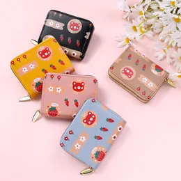 Women Wallets Cute Cartoon Purse Zipper Small Wallet Coin for PU Leather Female Clutch Bag Card Square Animal Friuts Printed Purses