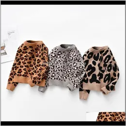 Kläder Baby Maternity Drop Leverans 2021 Barnpojkar Sweaters Leopard Strikkad Pullover Casual Långärmad Barnplattor Toddler Boy Baby Gir