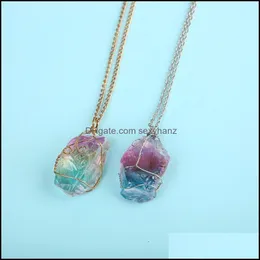 Necklaces & Pendants Chains Natural Rough Stone Necklace Pendant Colorf Crystal Winding Aura Transparent Chain Diy Ladies Elegant Jewelry Dr