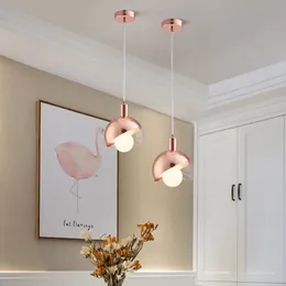 Nordic LED Små hänge Lampor Rose Guld Glas Boll Hängande Ljus För Restaurang Sovrum Bedside Aisle Korridor Inomhus Dekoration R414
