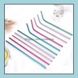 Barware Kitchen, Dining Home & Garden6*215Mm 304 Stainless Steel Reusable Rainbow Gold Metal Straight Bend Sts Drink Tea Bar Tool Drinking S