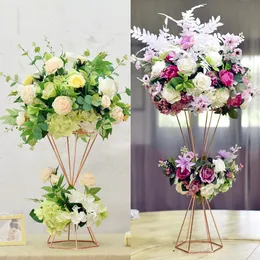 70CM Tall Party Decoration Flower Vase Rack Gold White Metal Holder Wedding Table Centerpieces Stand 10 Pcs