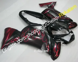 Red Flame Fairings för Kawasaki Cowling Kit ER-6F 2006 2007 2008 650 ER6F ER 6F 06-08 650R Motorcykel Fairing (formsprutning)