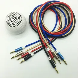 1M 3FT Metal nieprzerwany tkanina Pleciony Audio Aux Extensjonat Car Cable 3.5mm Mężczyzna na Mężczyzna na słuchawki, głośnik, komputer