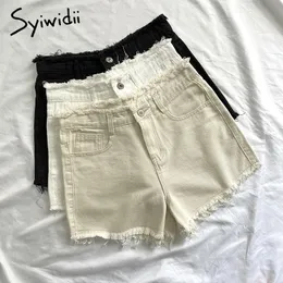Syiwidii Jean Shorts For Women Summer Plus Size Denim Clothing Booty High Waisted Sweatshorts Fashion Tassel White Black 2021 Women's